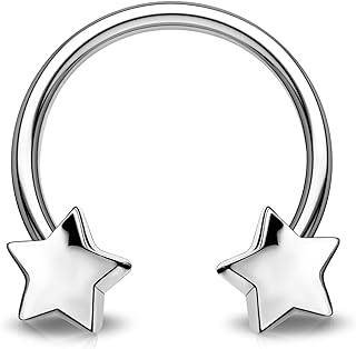 JEWSEEN 16g Septum Ring Star Septum Jewelry Cartilage Earring Hoop Helix Piercing Jewelry Surgical Steel Tragus Earrings Daith Earrings Nose Ring Hoop for Women and men