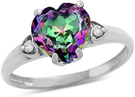 10k White Gold Heart Shaped 8mm Engagement Promise Wedding Ring