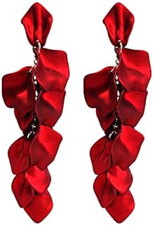 Dangle Acrylic Petal Earrings - Long Drop Rose Flower Earrings for Women and Girls