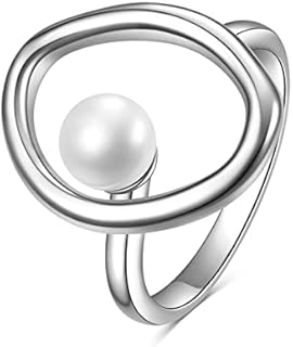 June Birthstone Sterling Silver Adjustable Ring for Women and Girls - White Freshwater Cultured Pearl and Cubic Zirconia Accents - Elegant and Versatile Jewelry Gift