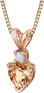 Spring Ring Clasp, Genuine Heart-Shaped Morganite & Diamond Pendant Necklace, 14K Rose Gold, Box Chain, Ideal for Loved Ones