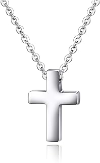 Tiny Simple Cross Pendant for Children Kids Boys Girls Women Stainless Steel Small Necklace