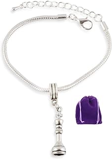 Emerald Park Jewelry King Chess Bracelet - Elegant Stainless Steel Snake Chain, Chess Charm - Ideal for Chess Accessories Collection, Perfect Chess Birthday Party Decorations