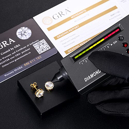 Moissanite Halo Earrings Stud Screw Back 0.2-8.0ct 3-8mm 18K White Gold Plated 925 Sterling Silver Lab Round Cut Brilliant D Color VVS1 Clarity Moissanite Diamond Stud Earrings for Women Girls Men