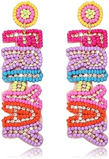 Teacher Earrings for Women Beaded Pencil Dangle Earrings Colorful Rainbow Drop Earrings Back To School Present Teacher Appreciation Gift