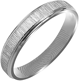 Personalized Everstone Fingerprint Titanium Wedding Rings for Him and Her - Comfortable, Scratch-Resistant and Nickel-Free, Platinum-Colored, Engraved Ring with No Gemstone