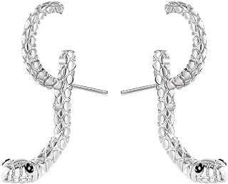 Qxsatuv Snake Earrings For Women Sterling Silver Post, 14K Real Gold Silver Black Snake Stud Earrings Gifts For Fans Girls