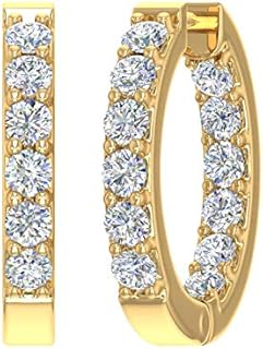 2 to 4 Carat (ctw) Inside Out Diamond Hoop Earrings in 14K Gold (SI1-SI2 Clarity)