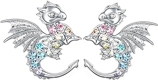 Cute Dinosaur Dragon Horse Wolf LLama Stud Earrings for Girls, Shiny Sparkling Animal Earrings Jewelry Gifts for Women