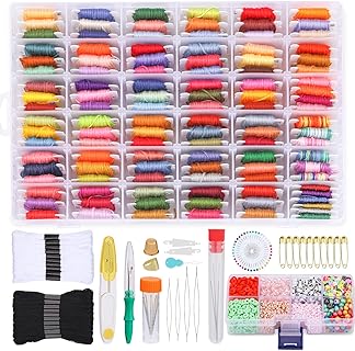167 Pcs Embroidery Floss Set, Friendship Bracelet String Kit with 132 Skeins Embroidery Floss Cross Stitch Thread, Friendship Bracelet Beads,Embroidery Tools and Storage Box