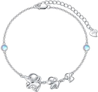 Elephant/Bunny/Pig/Ankh Adjustable Bracelets 925 Sterling Silver Animals Jewelry Gifts for Women Girls Mom Daughter Niece