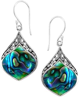 Shop LC Abalone Shell Sterling Silver Dangle Earrings with Ear-Wire Backs for Women, Handcrafted in Indonesia