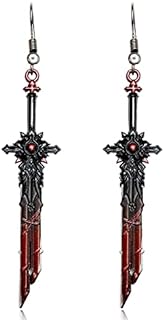 Unique Handmade Punk Retro Gothic Long Dagger Knife Sword Dangle Drop Earrings for Women Girls Men Statement Jewelry Gifts