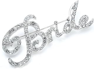 Mariell's Rhodium-Plated-Brass Crystal Bride Brooch Pin with Secure Pin Clasp, Rhinestone Design- Bridal Shower/Bachelorette Must-Have Gift
