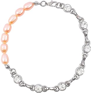 Y2K Style Women's Charm Bracelet with Alloy Bead and Link Chain, Spring Ring Clasp, Elegant Pink Pearl and Baroque Pearl Beads - Wedding Party Jewelry Gift