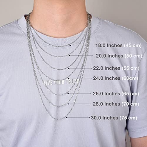 925 Sterling Silver Chain Necklace for Women 1.5mm Width Italian Figaro Thin Chain Silver/Gold 14-30 inches