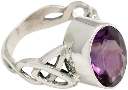 Elegant Handcrafted NOVICA Artisan Amethyst Cocktail Ring in .925 Sterling Silver, Perfect Gift for Women, with Unique Lavender Moon Design