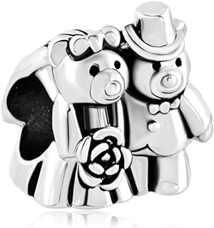 Snap Clasp Care Bear Love Couple Crystal Charm Bracelet - Base Metal Chain Perfect for Brides/Wedding Inspired Design