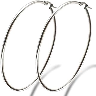 Silver Large Hoop Earrings for Women - Stainless Steel, Healthy Choice for Sensitive Ears