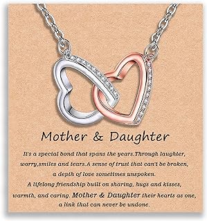 YOUFENG Mother-Daughter Mom Pendant Necklace with Cubic Zirconia, Lobster-Claw Clasp, and Cable Chain - Mother's Gift to Celebrate Bond
