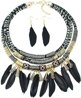 Contemporary African-inspired Zinc Choker Necklace by Fstrend - Chunky Tribal Bib Design with Adjustable Comfort Fit - No Gemstone