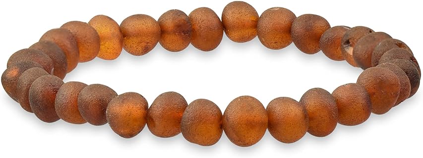 Unpolished Baroque Bracelet - Natural Amber Jewelry - Baltic Sea Amber Beads Hand-Assembled in Europe