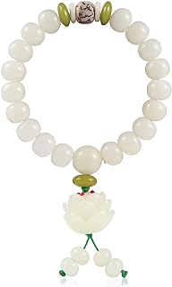 White jade bodhi root lotus hand string Bodhi Buddha beads rosary beads for men and women with a single ring bracelet