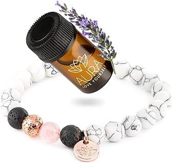 Calming Beaded Bracelets for Women Birthday Gifts for Women Yoga Bead Bracelet with Lavender Essential Oil Calming Aromatherapy Diffuser Stone Healing Crystal Bracelets Self Care Stress Relief Gift for MOM