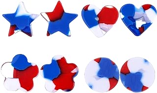Push-Back Acrylic Stud Earrings Featuring Created Alexandrite, Patriotic 4th of July Design for Women, Flag Elements for Independence Celebrations