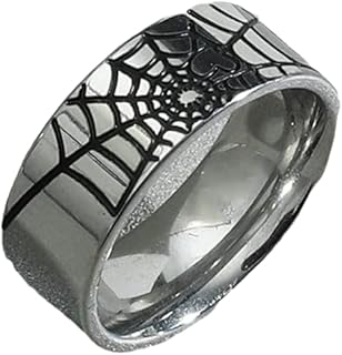 8mm Stainless Steel Spiderman Wedding Ring with Cubic Zirconia Gem for Men's Unique Style