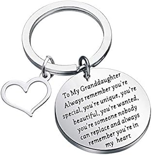 Cherished Grandma's Wedding Ring Keychain Gift with Hypoallergenic Stainless Steel for Granddaughter, Round Inscribed Design