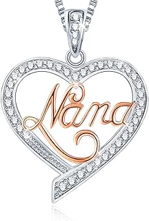 Christmas Grandma Gift, Nana Two Tone Love Heart Pendant Necklace, Women Fashion Jewelry, Her Birthday Anniversary Wedding Thanksgiving Xmas Presents