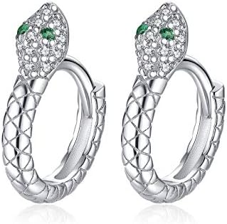 Presentski Snake Hoop Earrings for Women Tiny Huggie Earrings Gold Plated Snake Sterling Silver Hoop Earrings for Girls