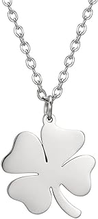 Stainless Steel Cable Chain Clover Choker Necklace for Women and Teen Girls - Lucky Four-Leaf Amulet Design - Perfect Friendship Charm Jewelry Gift