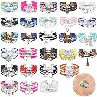 27 Pcs Friendship Bracelets Vintage Braided PU Leather Bracelet Multicolor Multilayer Hand Woven Wristbands Adjustable Hippie Bracelets for Women Men Punk Cuff Wrap Bracelets