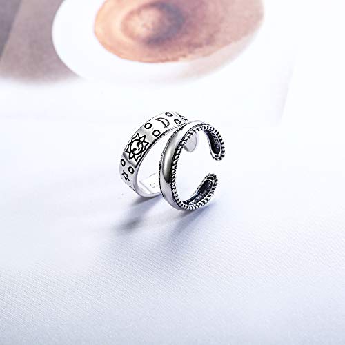 Charming Sterling Silver Toe Rings with Agate Gem, 18K White Gold Plating, Adjustable Size for Women, Sun, Moon, Star Design - Perfect for Beach Parties and Special Events
