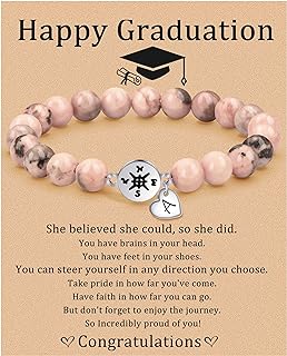 JSJOY Graduation Gifts for Her 26 A-Z Initial Bracelet Compass Bracelets Class of 2024 Gifts 5th 8th Grade High School College Master Degree Grad Gifts for Teen Girls Daughter Granddaughter