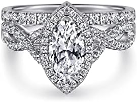 Exquisite Marquise Moissanite Wedding Ring Set in 10K, 14K or 18K Gold for Women, Available in Round/Oval/Cushion/Heart/Pear Cut Designs