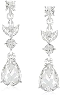 Chic Rose Gold SWEETV Drop Earrings with Push Back Clasp and Rhinestone Gems for Women - Ideal for Brides and Bridesmaids, Teardrop Design