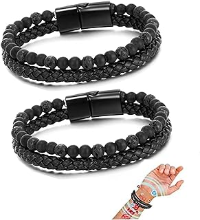 Natural Agate Stone Leather Beaded Bracelet Volcanicx Wellness & Relief Bracelet Lugxb Natural Agate 6mm Stone Adjustable Clasp Leather Beaded Bracelet Jewelry Gifts for Men WomenNatural Agate Stone Leather Beaded Bracelet Volcanicx Wellness & Relief Bracelet Lugxb Natural Agate 6mm Stone Adjustable Clasp Leather Beaded Bracelet Jewelry Gifts for Men Women