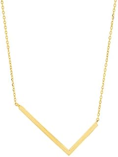 MAX + STONE 14k Gold Plated Sterling Silver Large Sideways Block Initial Letter Pendant Necklace for Woman with 16 Inches to 18 Inches Adjustable Chain and Spring Ring Clasp
