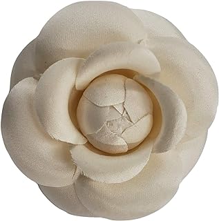 M&S Schmalberg 2.75" Camellia Silk Fabric Flower Pin Brooch Flower. Ivory/Off-White Camellia Brooch Pin - Hand-made in New York's Garment Center (American Made)