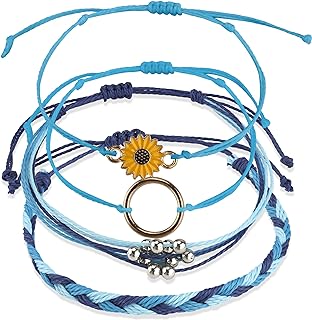 Jukeios Ankle Bracelets for Women, Surfer Bracelets, Boho Beach Ankle for Women Waterproof Adjustable Braided String Bracelet