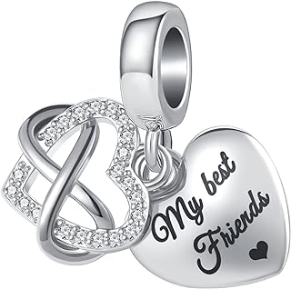 LuxglitterLin Best Friendship Sister Love Charm Spinning Heart Cubic Zirconia Bead for Pandora Bracelet