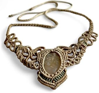 AYANA Solar Quartz Handmade Macrame Necklace for Women | Adjustable Healing Crystal Pendant | Eco-Friendly, Handcrafted Macramé Jewelry with Ethically Sourced Gemstone | Women's Ethnic Boho Jewelry