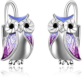 Sterling Silver Owl Engagement Ring with Cubic Zirconia Gems, Lever Back Design for Women - Sophisticated Drop Style