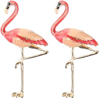 Alloy Metal Flamingo Brooch with Sturdy Pin Backing for Women & Girls - Elegant Bird Pearl Enamel Lapel Pin - Ideal for Hawaiian Tropical Parties or Weddings