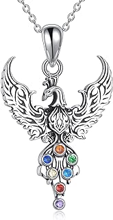 YAFEINI Sterling Silver Rolo Chain Phoenix Pendant Necklace with Cubic Zirconia for Women and Teen Girls, Rising Phoenix Design