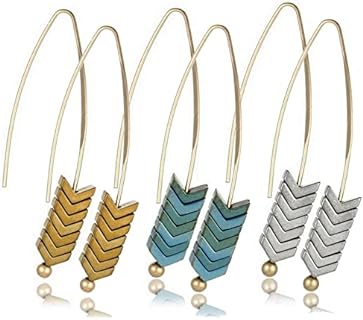 MengPa Boho Drop Earrings for Women Trendy Bohemian Dangle Earring Set Unique Arrow Fashion Jewelry Gold&Silver&Green 4577ABC