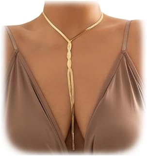 Alluring Alloy Link Chain Chest Body Chain with Long Tassel Design for Women - A Perfect Accessory for Parties and Beach Outings